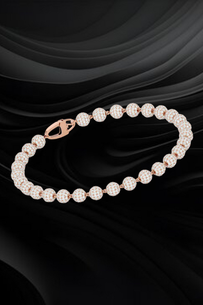Round Iced Pearl Link Moissanite VVS Diamond Bracelet