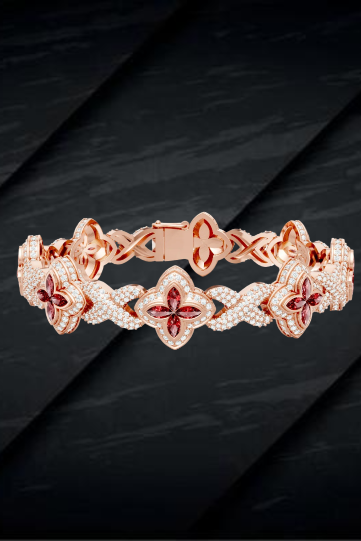 Moissanite VVS Diamond Pink Candy Enfinity Link Women's Beautiful Bracelet