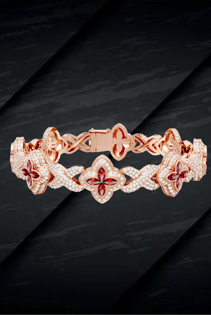 Moissanite VVS Diamond Pink Candy Enfinity Link Women's Beautiful Bracelet