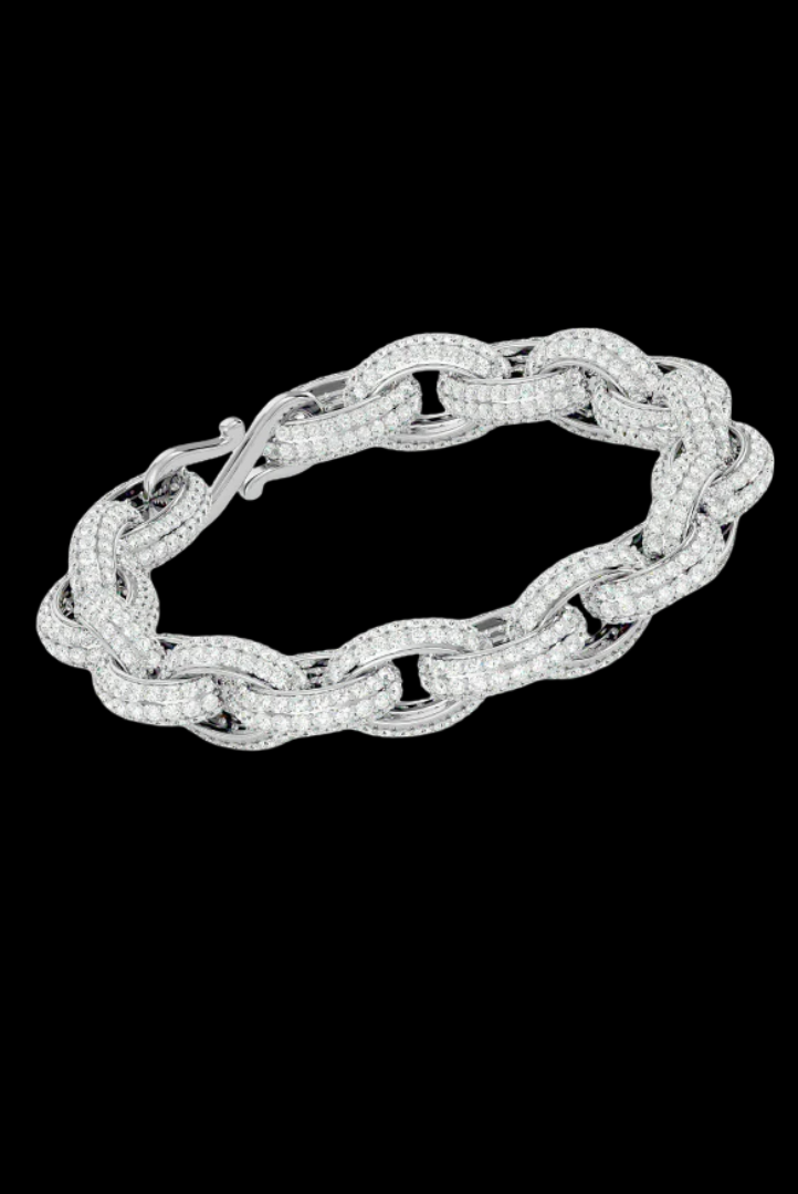 Custom Iced VVS Moissanite Prong Chain Link Bracelet