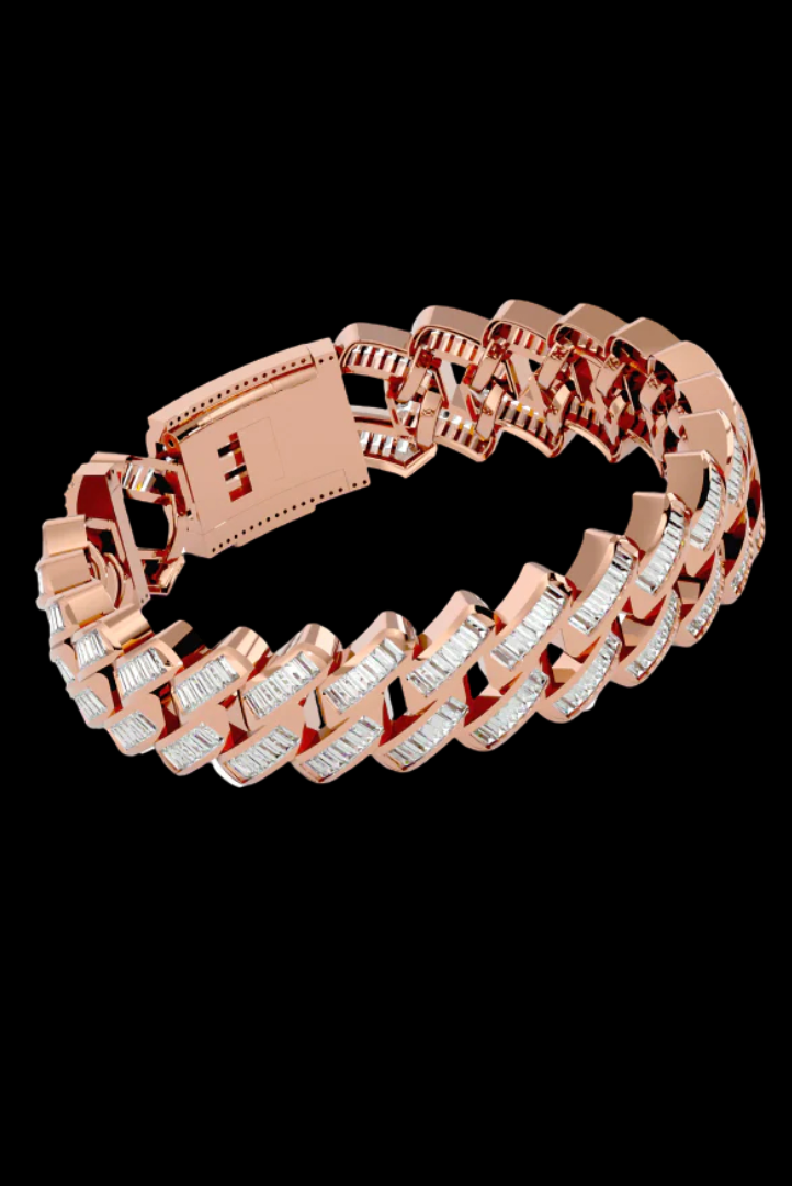 Cuban Link Prong Emerald Cut Moissanite VVS Diamond Bracelet