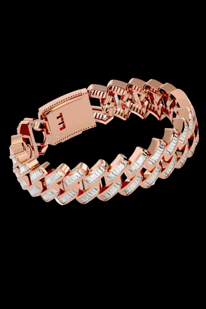 Cuban Link Prong Emerald Cut Moissanite VVS Diamond Bracelet