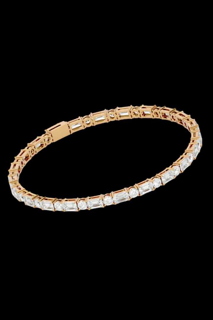 Tennis 1 CT VVS Moissanite Emerald & Round Cut Diamond Mixed Cut Unique Bracelet
