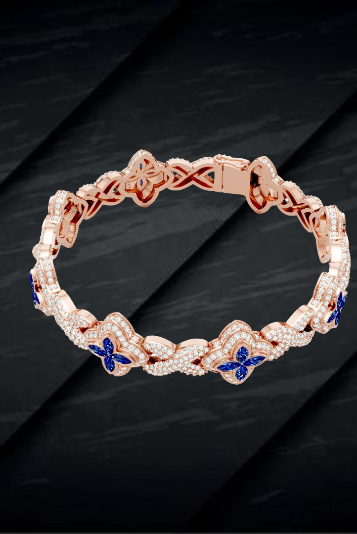 Round Blue Candy Enfinity Link Chain Women's Bracelet
