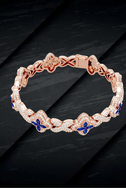 Round Blue Candy Enfinity Link Chain Women's Bracelet