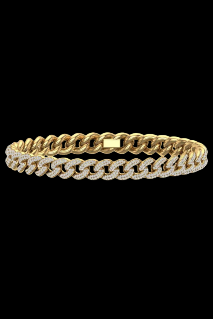 Cuban Link Round Moissanite VVS Diamond Bracelet