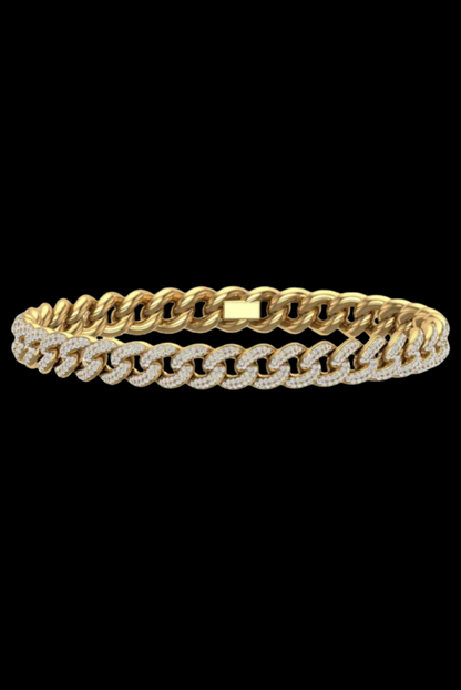 Cuban Link Round Moissanite VVS Diamond Bracelet