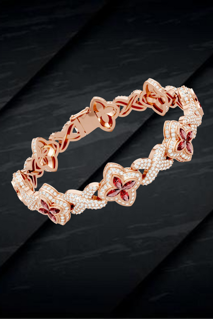 Moissanite VVS Diamond Pink Candy Enfinity Link Women's Beautiful Bracelet