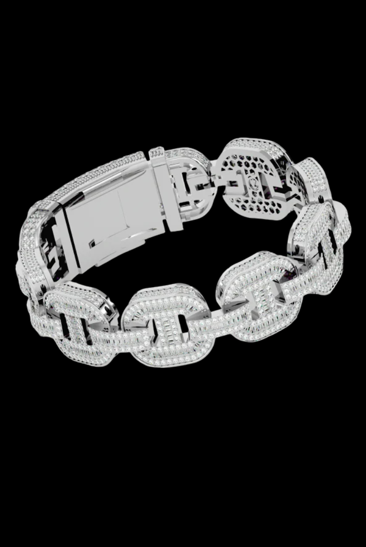 Fully Iced Chain Link Moissanite VVS Diamond Bracelet