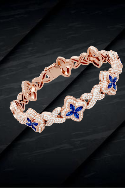 Round Blue Candy Enfinity Link Chain Women's Bracelet