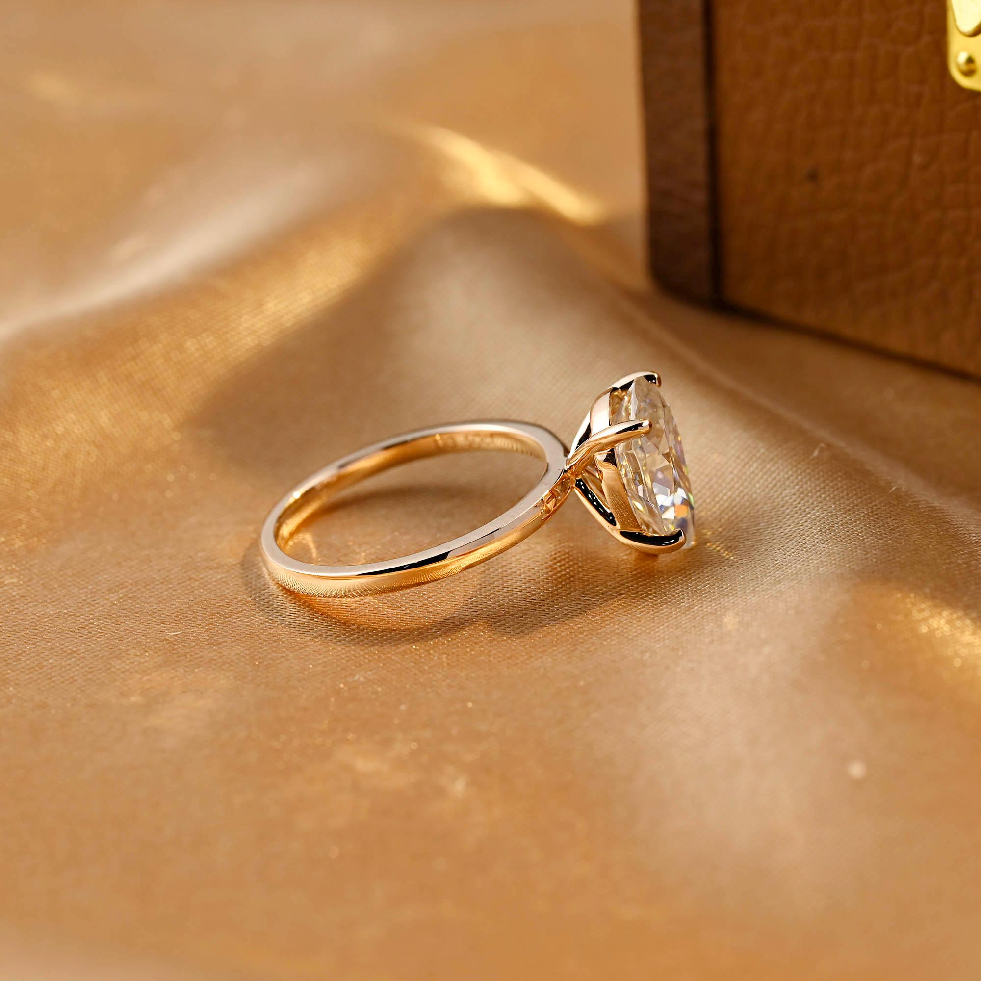 Solid Gold Pear Cut Solitaire Tear Drop Moissanite Engagement Ring, Anniversary Ring for Women, Moissanite Gifts