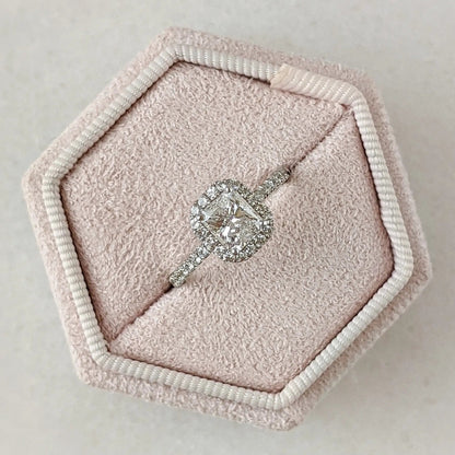 1.0 Ct Radiant D- VVS Lab Grown Diamond Halo Engagement Ring