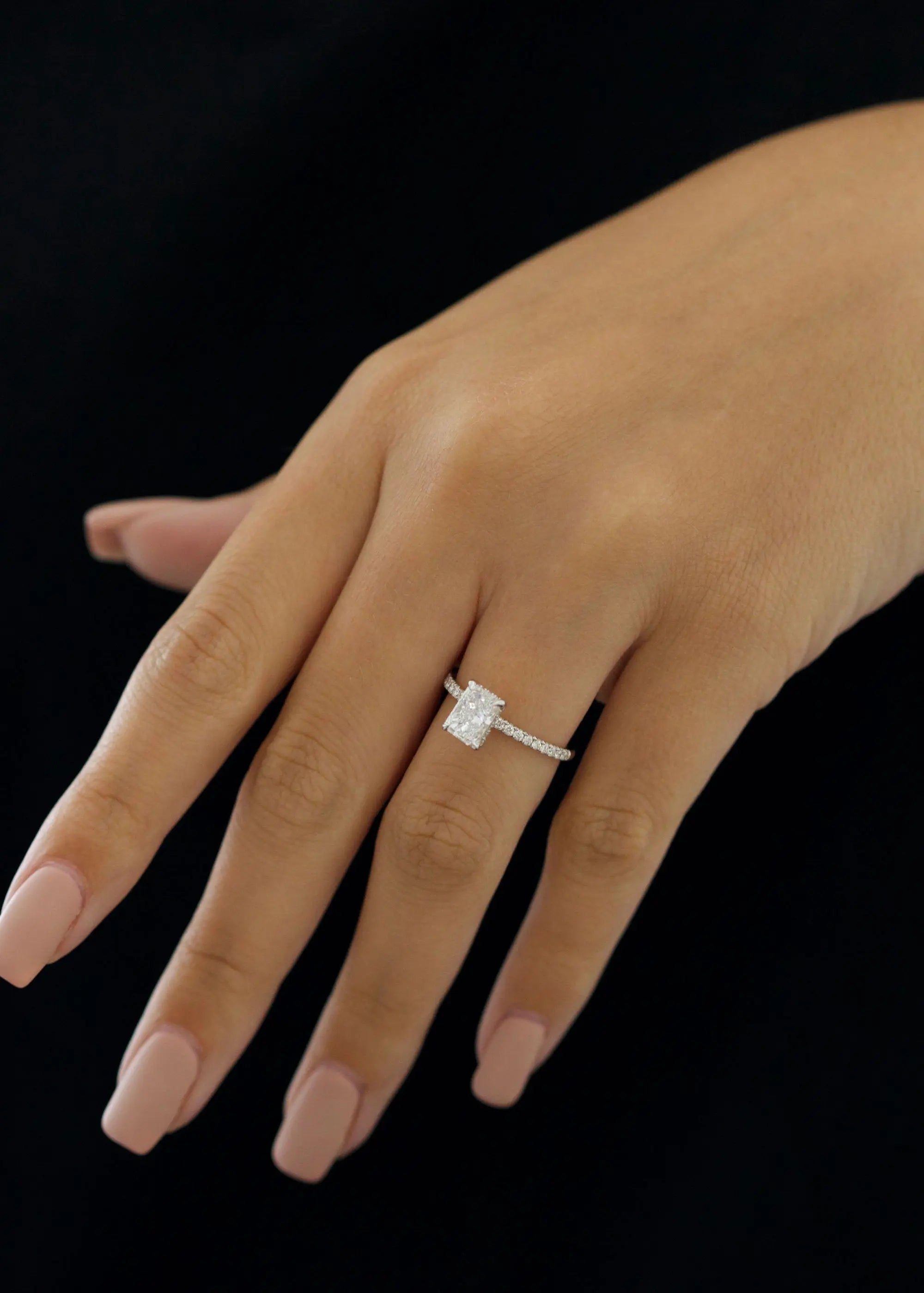 1.0 ct Radiant D-VVS Lab Grown Diamond Pave Engagement Ring