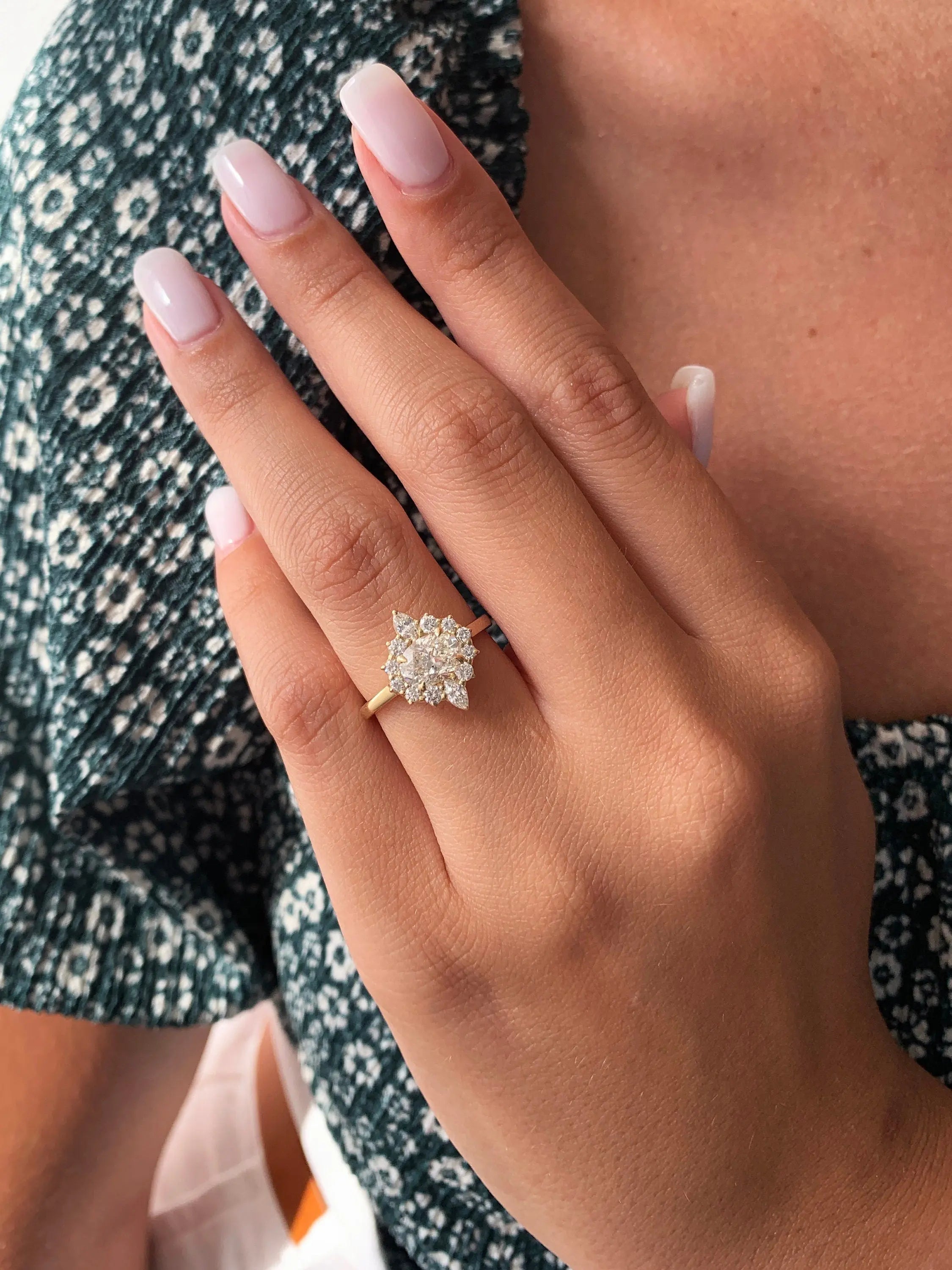 1.50 ct Oval D-VVS Lab Grown Diamond Halo Engagement Ring