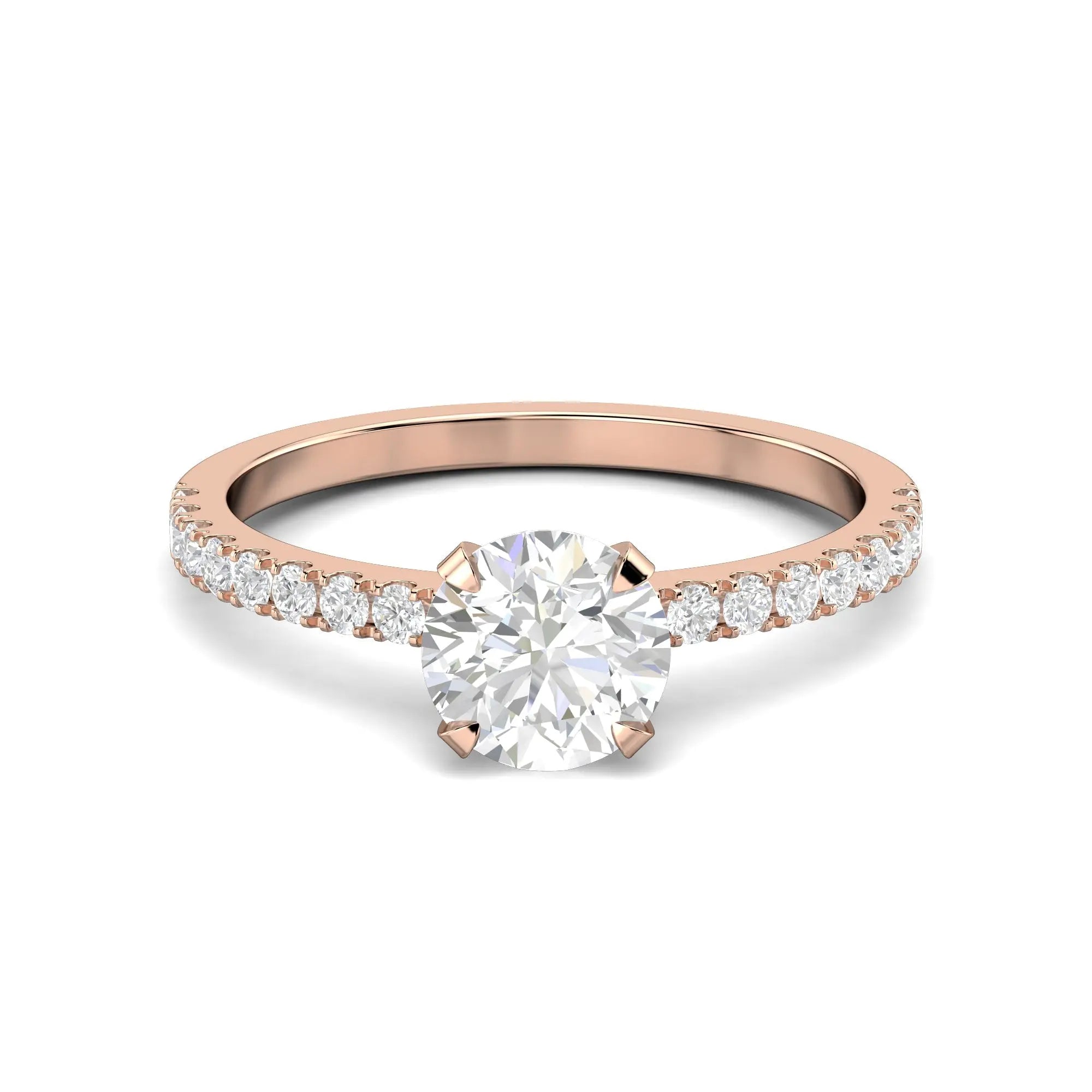 1.03ct Round F- VS1 Lab Grown Diamond Pave Engagement Ring