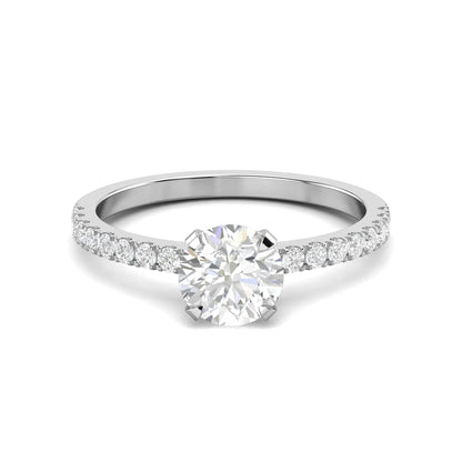 1.03ct Round F- VS1 Lab Grown Diamond Pave Engagement Ring