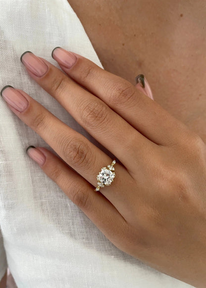 1.50 ct Round D-VVS Lab Grown Diamond Dainty Pave Engagement Ring