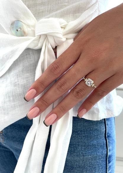 1.50 ct Round D-VVS Lab Grown Diamond Dainty Pave Engagement Ring