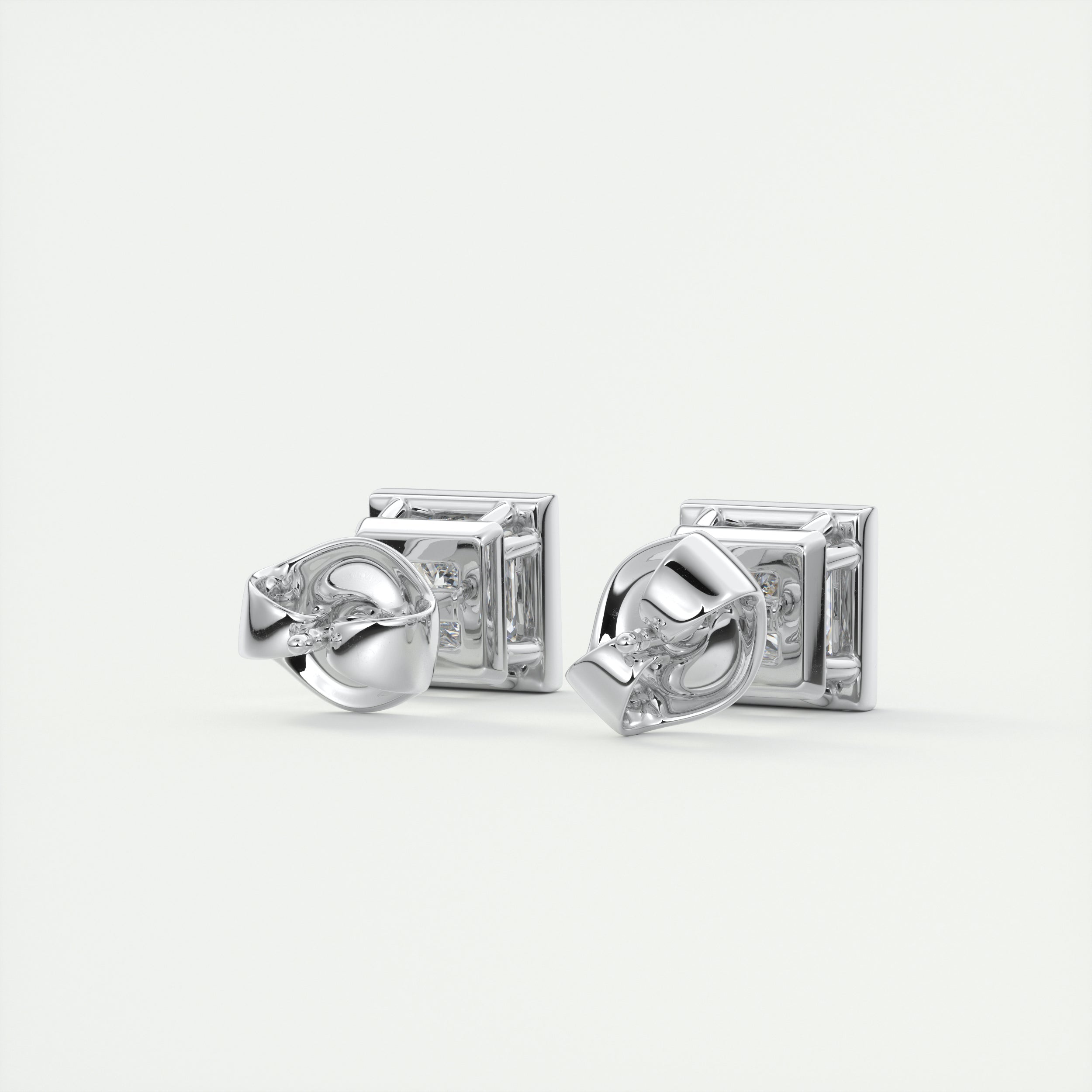 1.0CT Bezel Princess Solitaire D-VVS Lab Grown Diamond Earrings