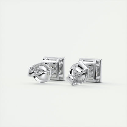 1.0CT Bezel Princess Solitaire D-VVS Lab Grown Diamond Earrings