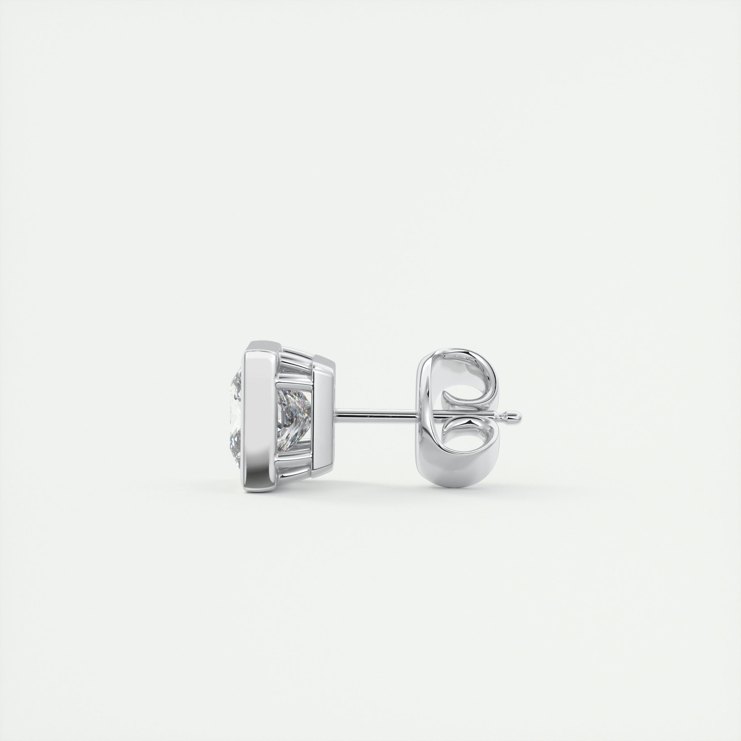 1.0CT Bezel Princess Solitaire D-VVS Lab Grown Diamond Earrings