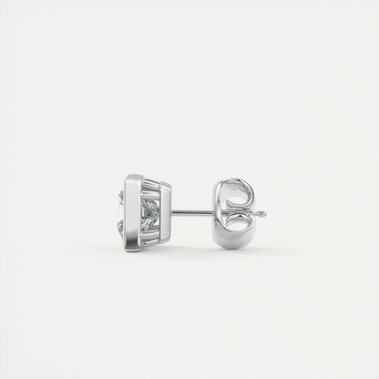 1.0CT Bezel Princess Solitaire D-VVS Lab Grown Diamond Earrings