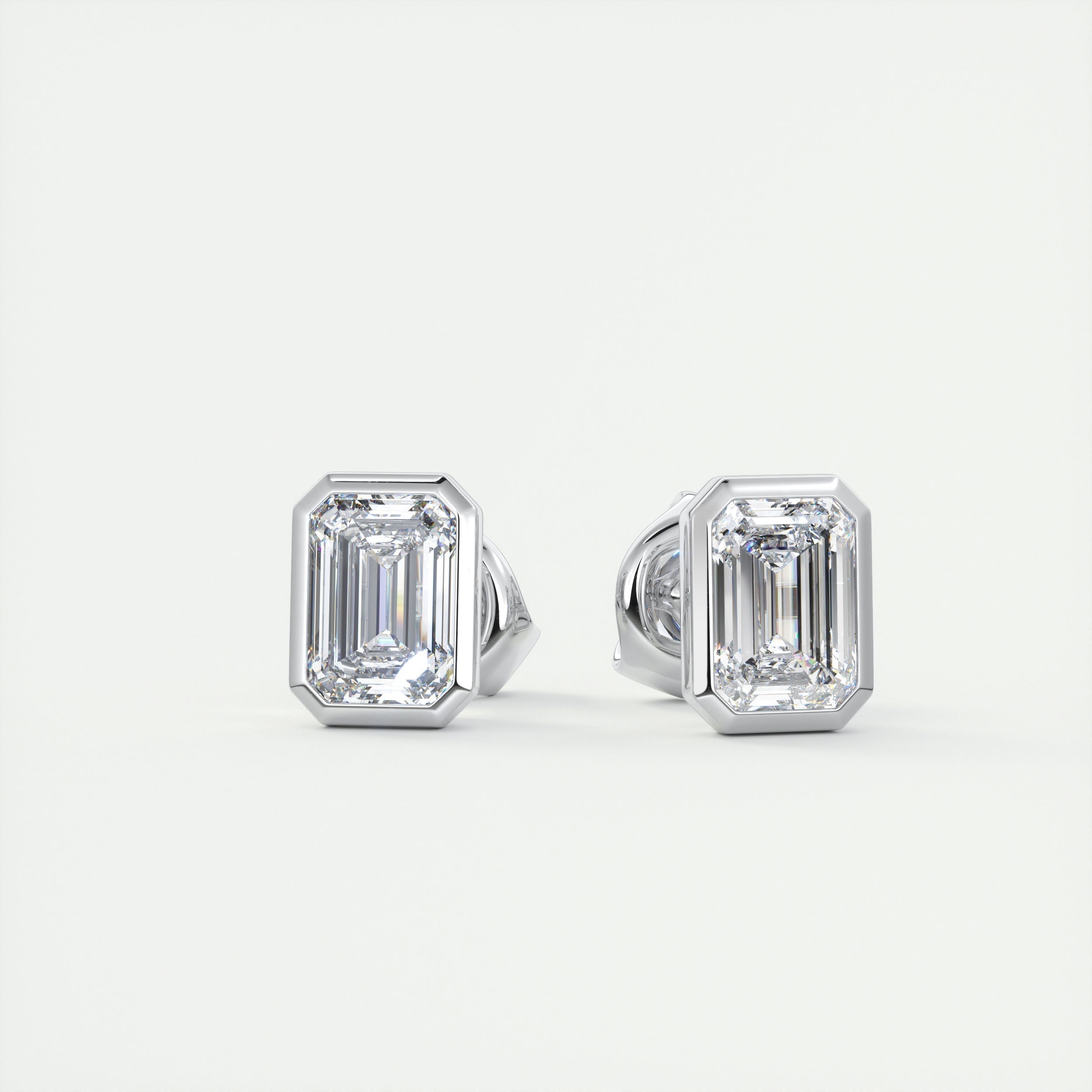 1.0CT Emerald Bezel Solitaire D-VVS Lab Grown Diamond Earrings