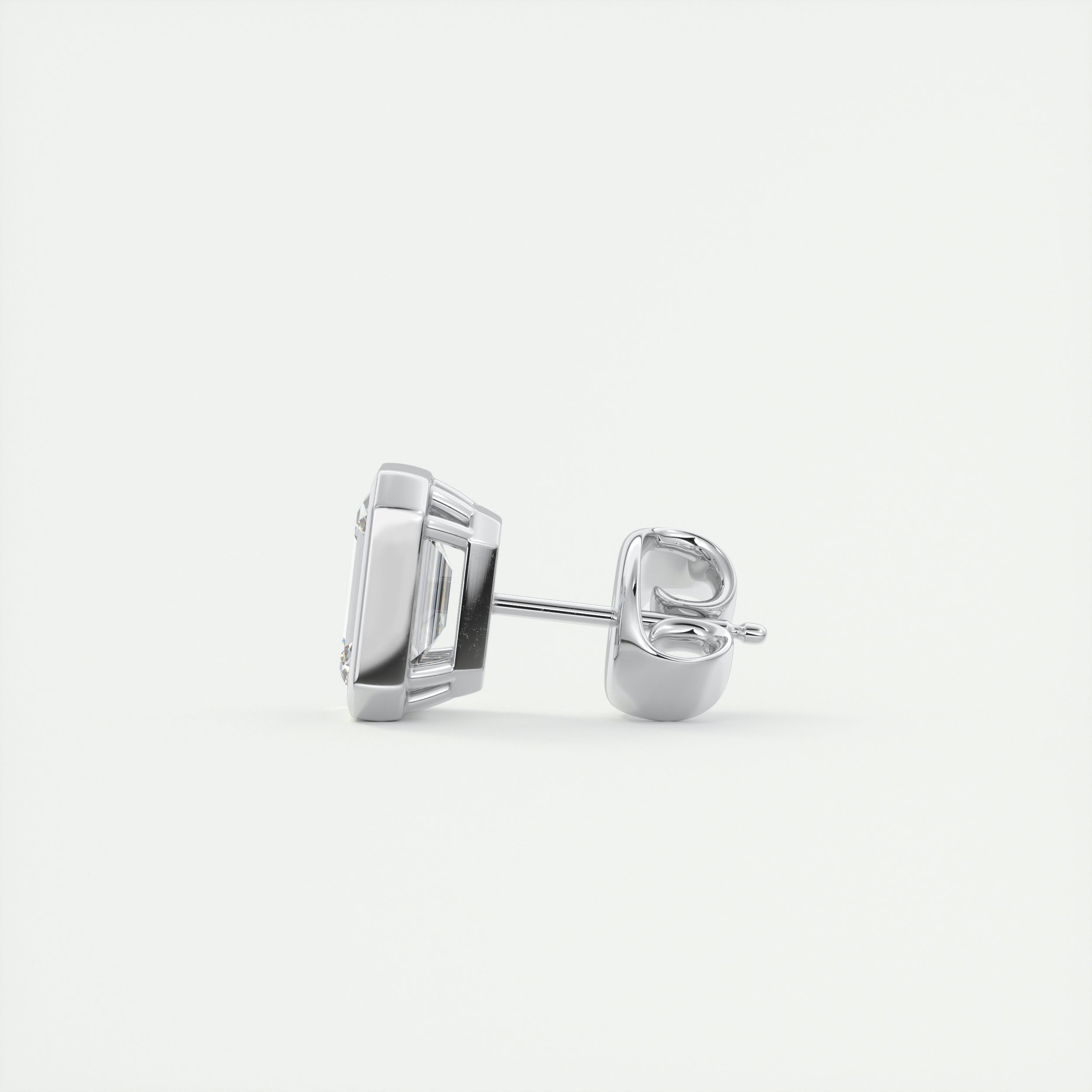 1.0CT Emerald Bezel Solitaire D-VVS Lab Grown Diamond Earrings