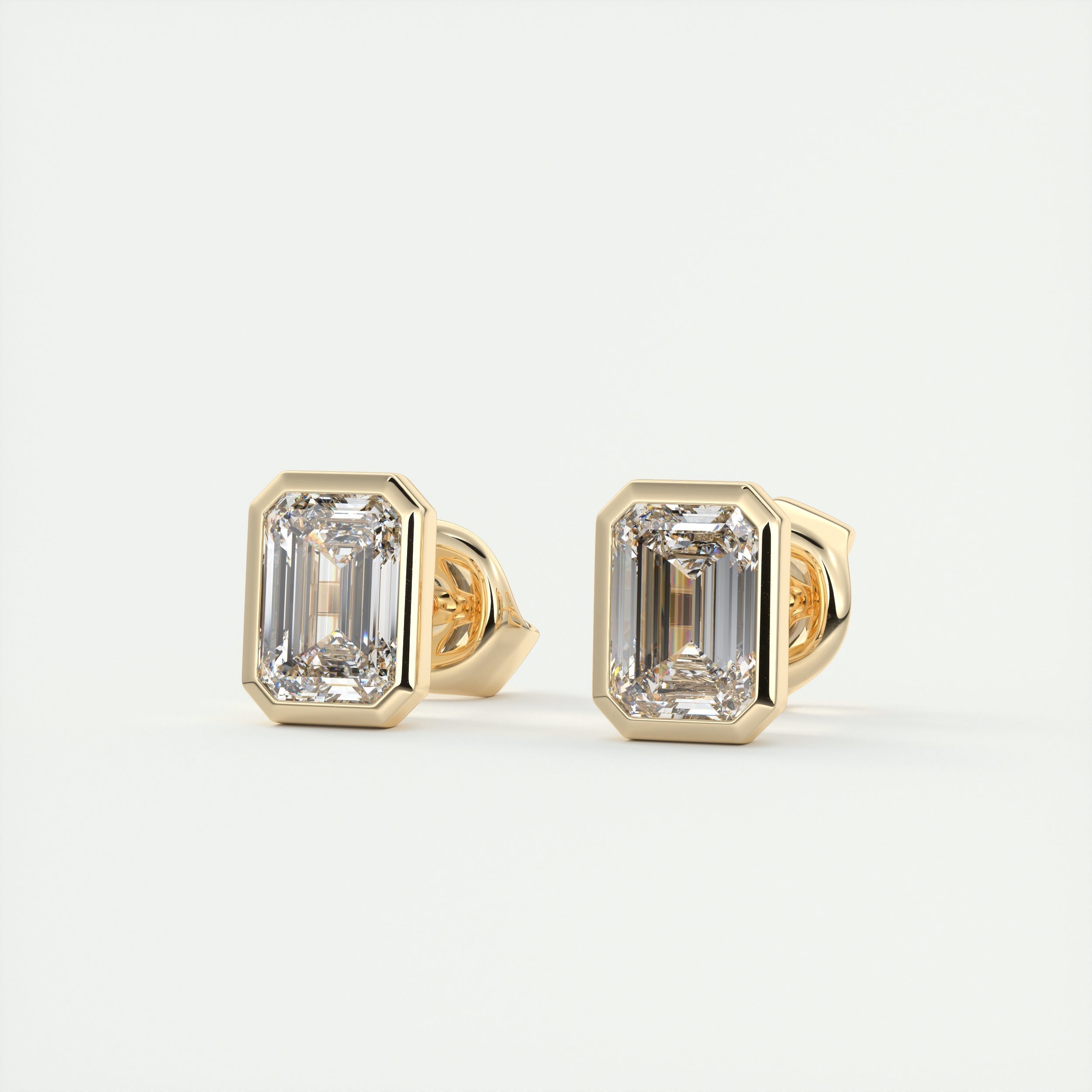 1.0CT Emerald Bezel Solitaire D-VVS Lab Grown Diamond Earrings