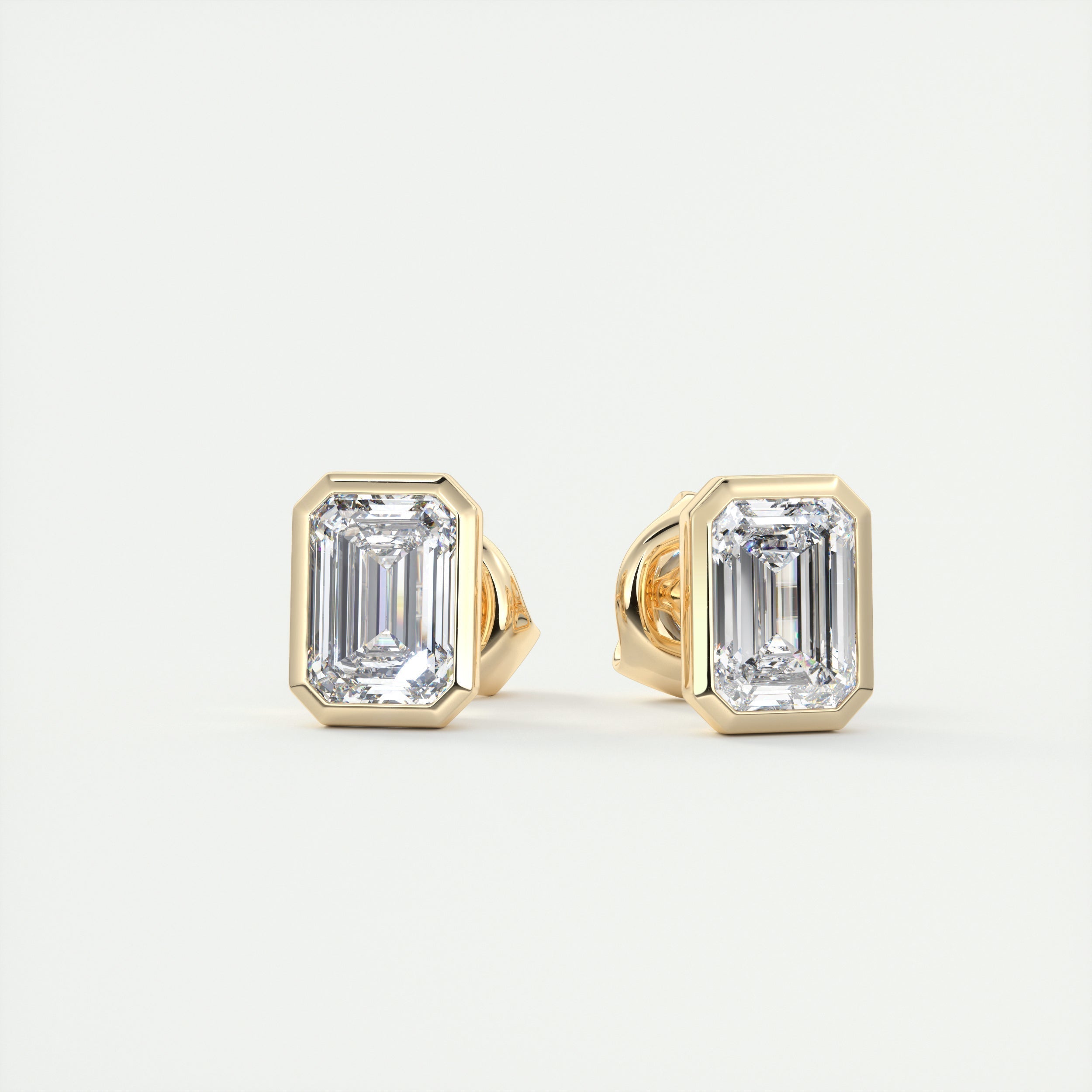 1.0CT Emerald Bezel Solitaire D-VVS Lab Grown Diamond Earrings