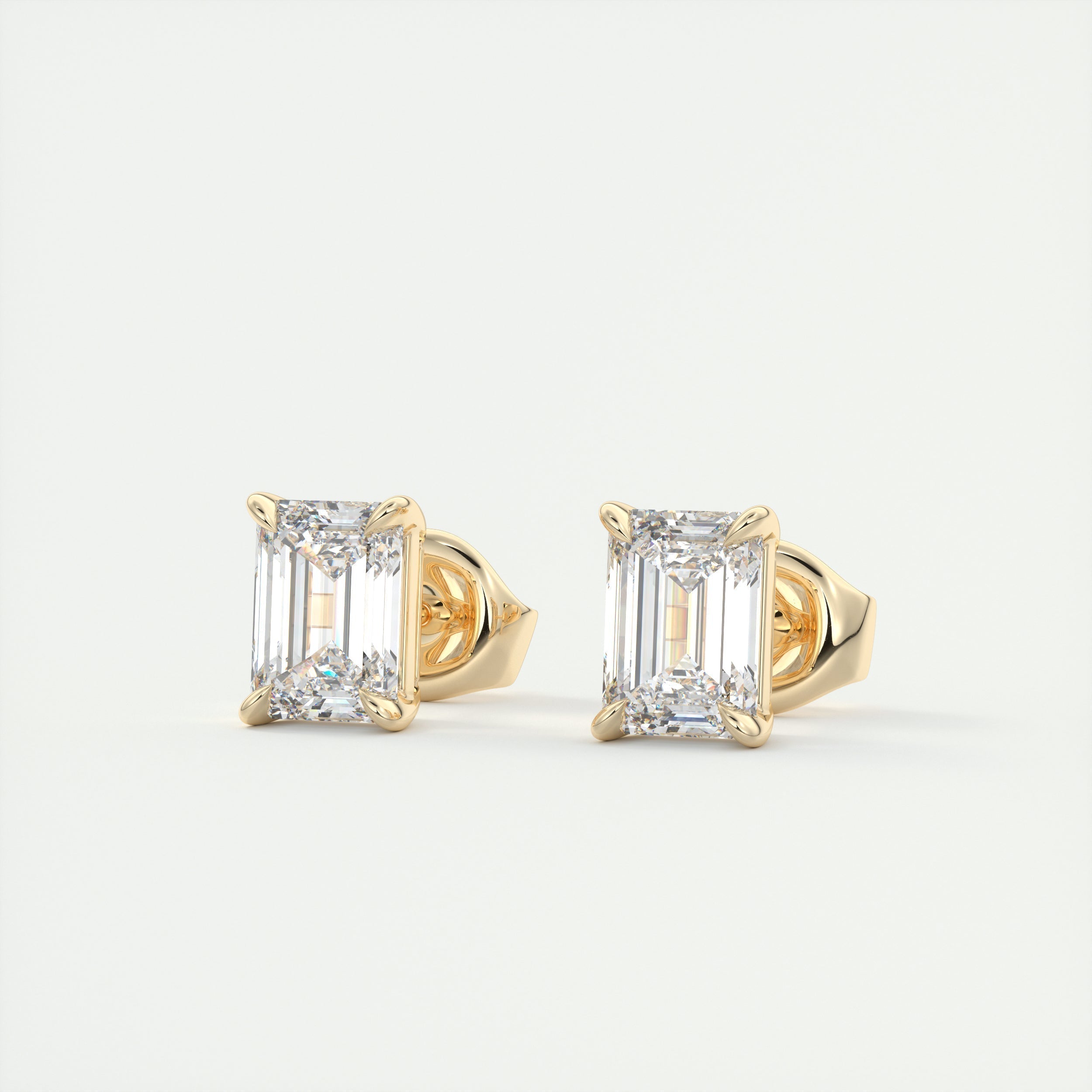 1.0CT Emerald Solitaire D-VVS Lab Grown Diamond Earrings