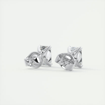 1.0CT Emerald Solitaire D-VVS Lab Grown Diamond Earrings