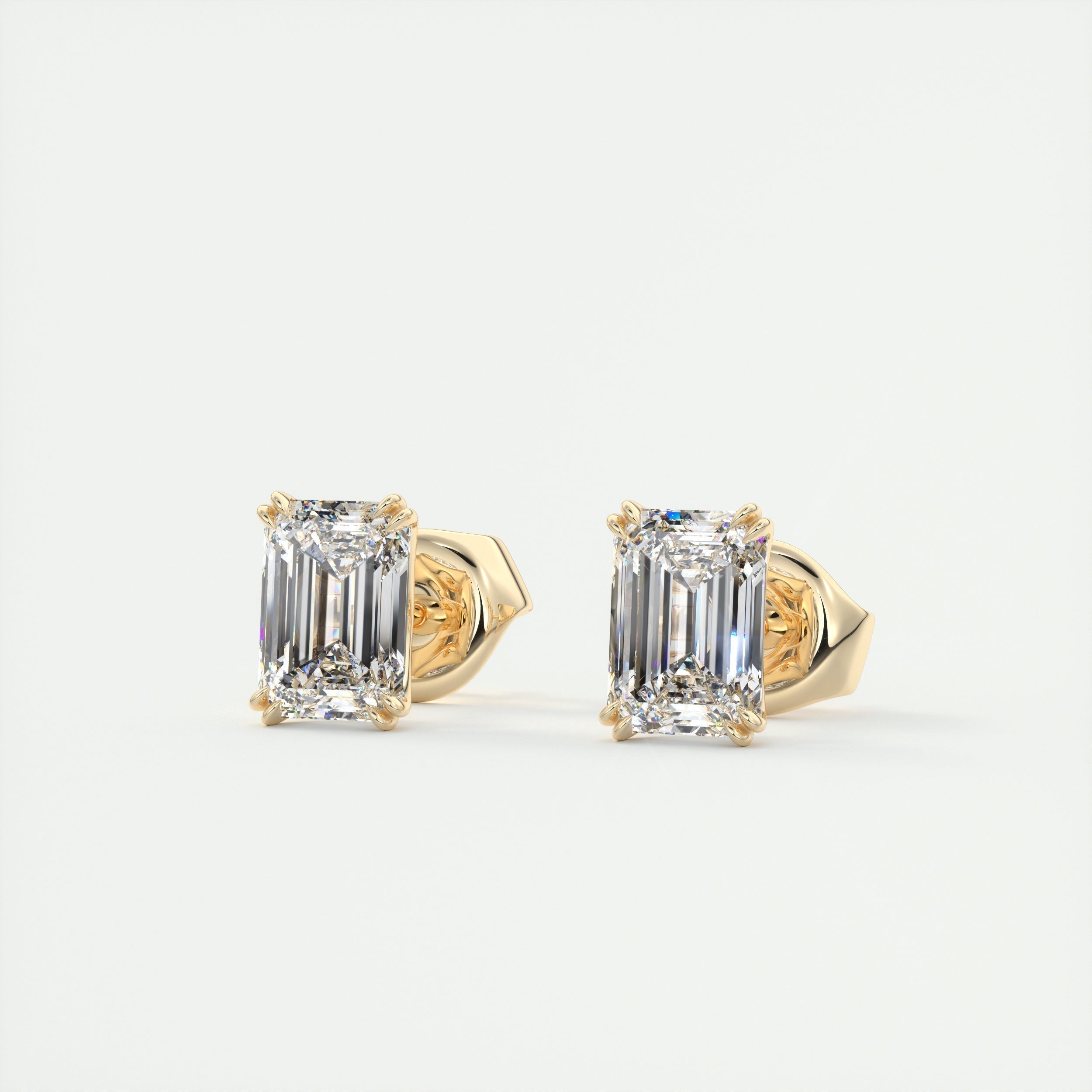 1.0CT Emerald Solitaire D-VVS Lab Grown Diamond Earrings