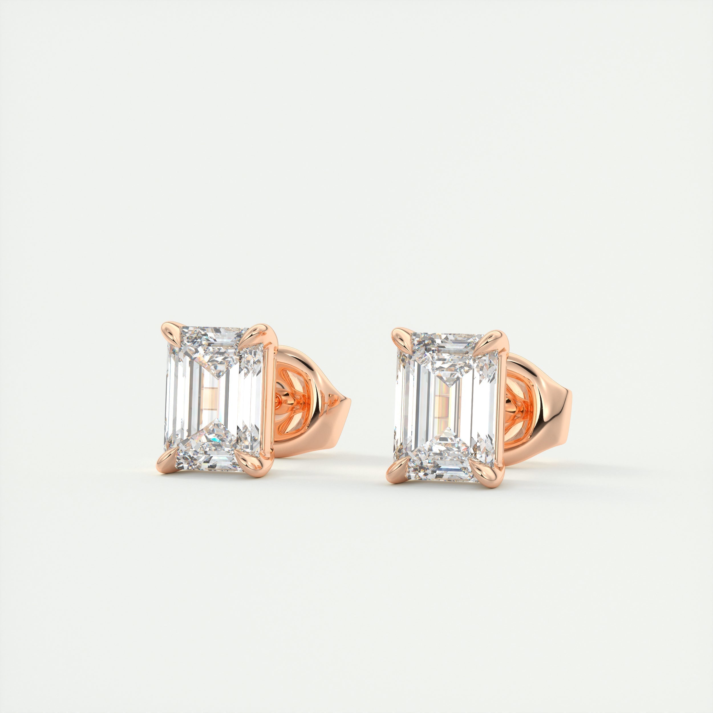 1.0CT Emerald Solitaire D-VVS Lab Grown Diamond Earrings