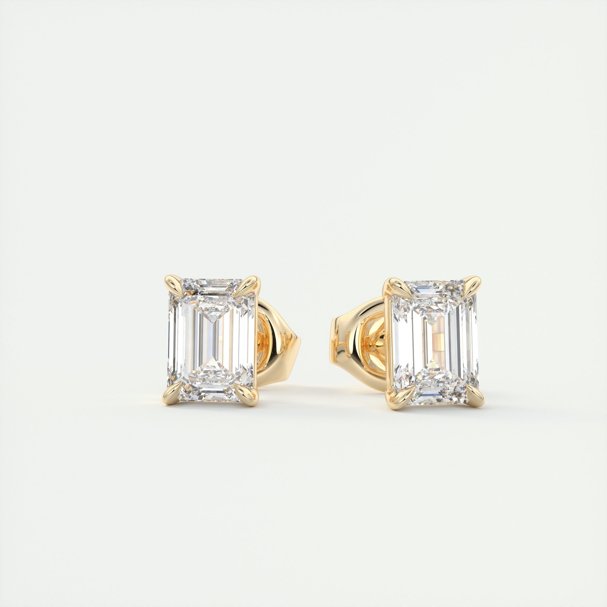 1.0CT Emerald Solitaire D-VVS Lab Grown Diamond Earrings