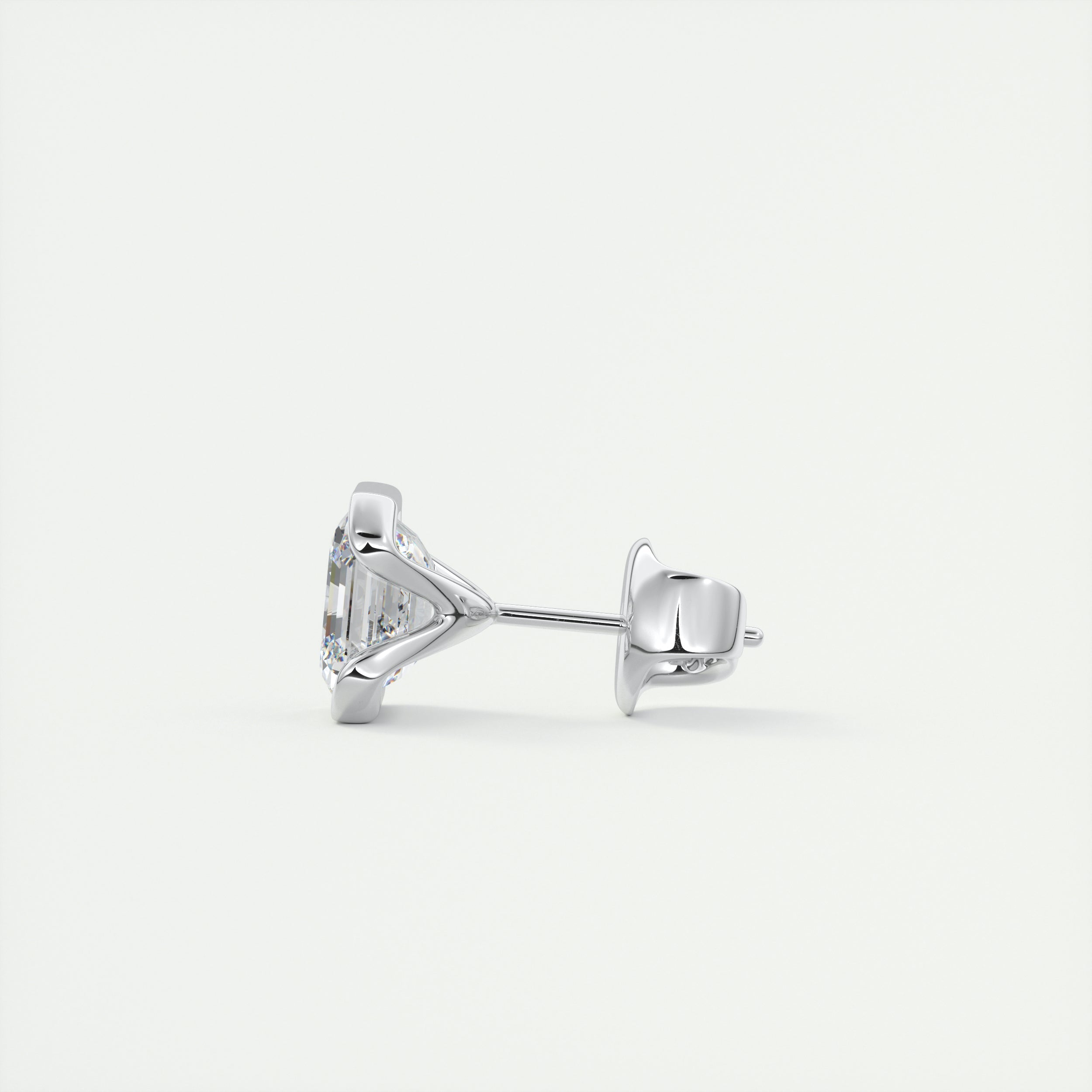 1.0CT Half Bezel Asscher Solitaire D-VVS Lab Grown Diamond Earrings