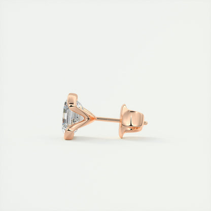 1.0CT Half Bezel Asscher Solitaire D-VVS Lab Grown Diamond Earrings
