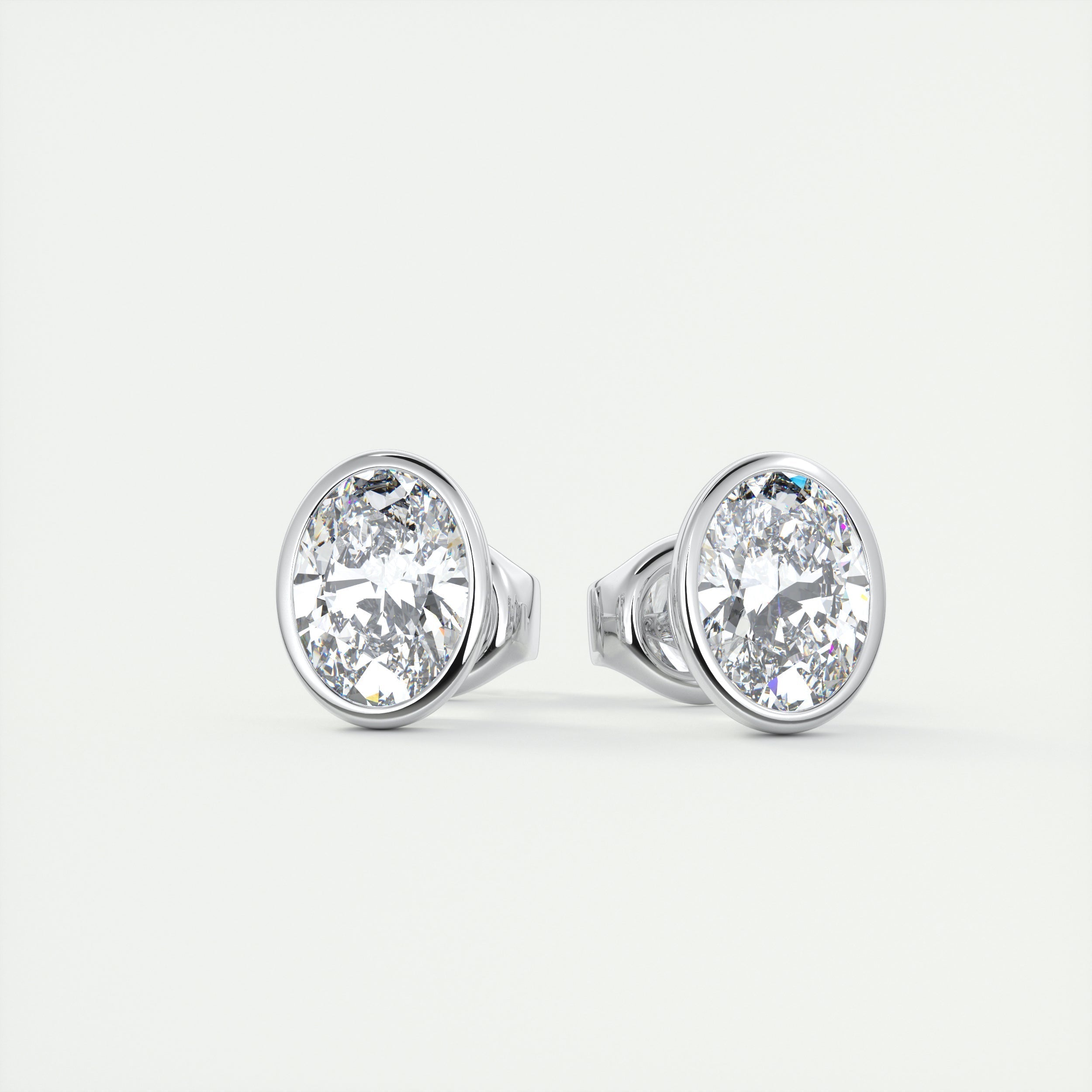 1.0CT Oval Bezel Solitaire D-VVS Lab Grown Diamond Earrings