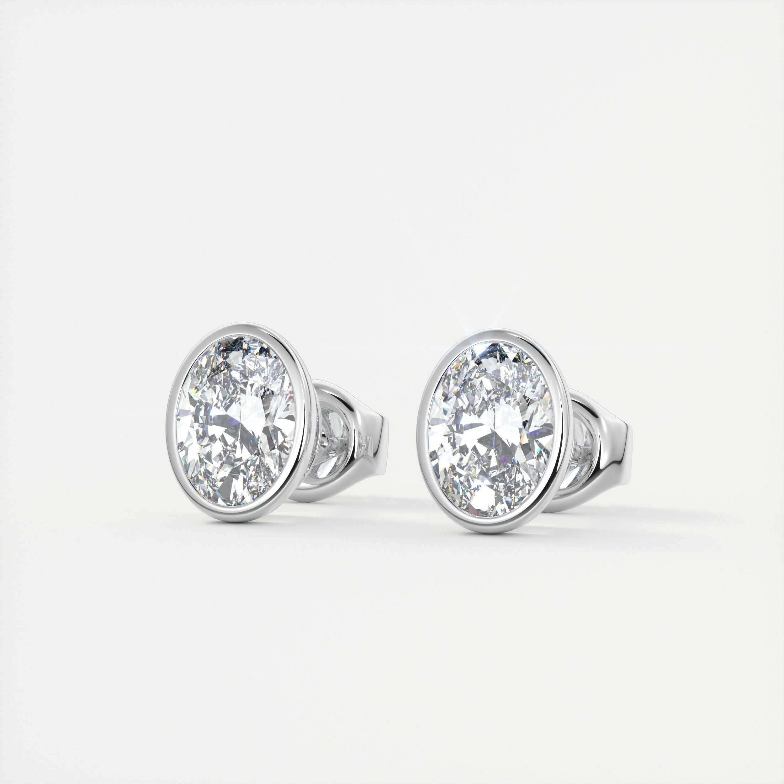1.0CT Oval Bezel Solitaire D-VVS Lab Grown Diamond Earrings