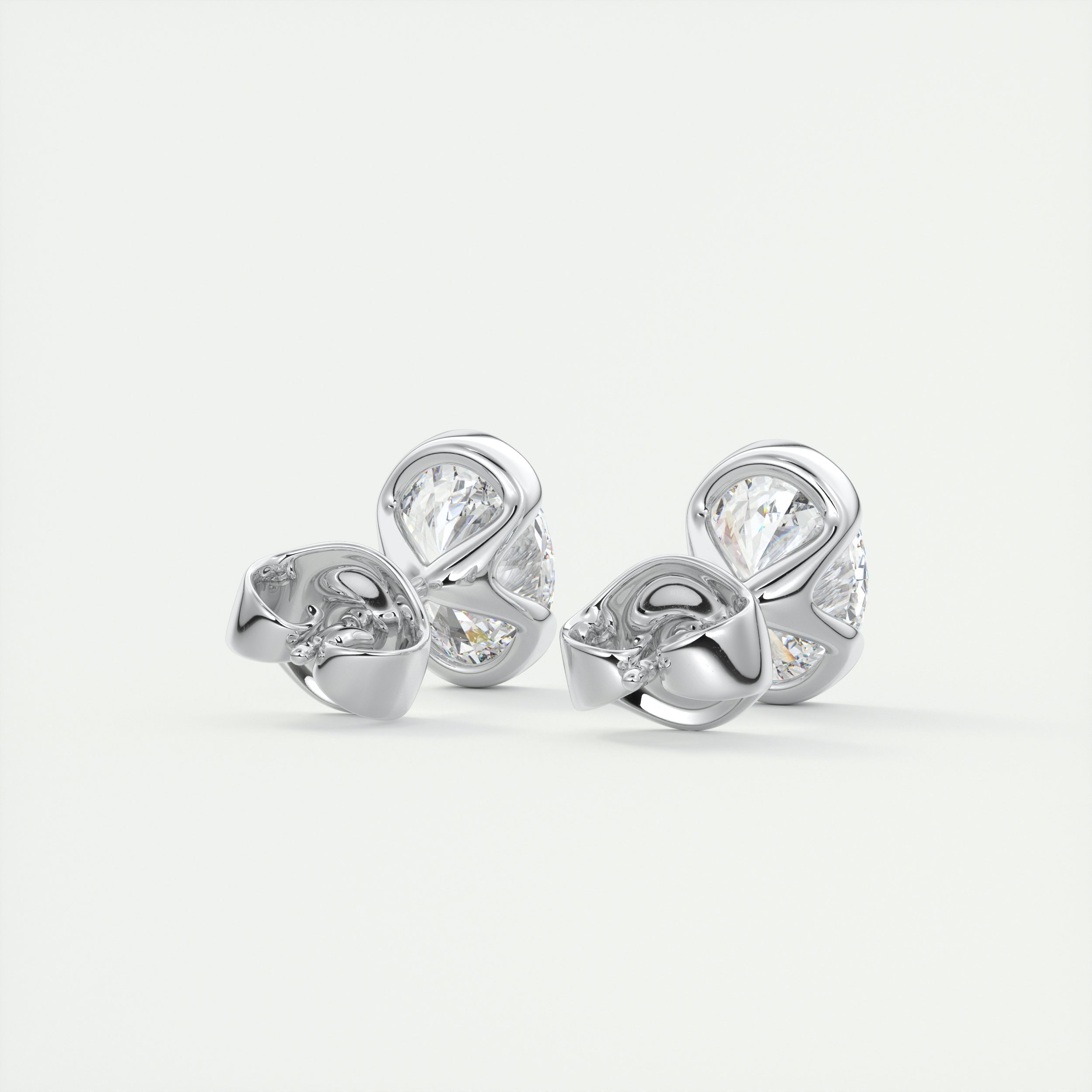 1.0CT Oval Half Bezel Solitaire D-VVS Lab Grown Diamond Earrings