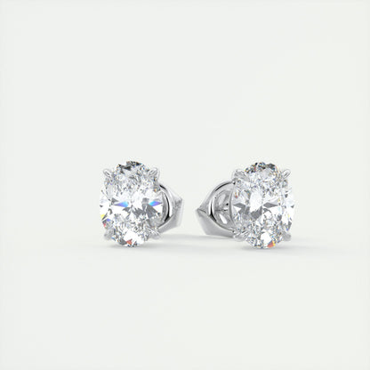 1.0CT Oval Solitaire D-VVS Lab Grown Diamond Earrings