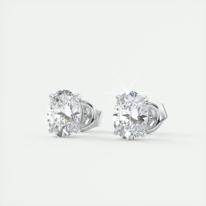 1.0CT Oval Solitaire D-VVS Lab Grown Diamond Earrings