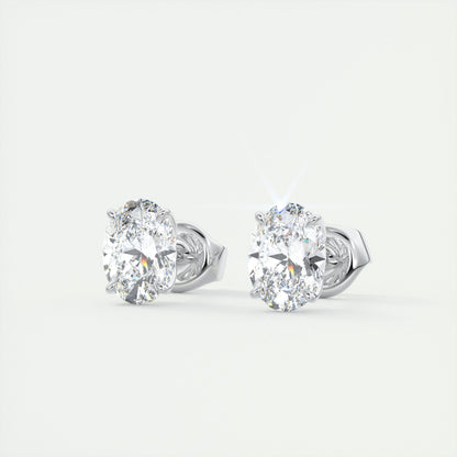 1.0CT Oval Solitaire D-VVS Lab Grown Diamond Earrings