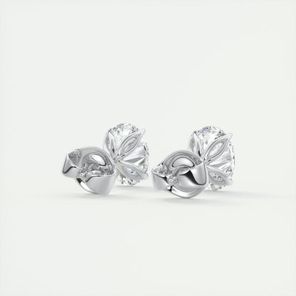 1.0CT Oval Solitaire D-VVS Lab Grown Diamond Earrings