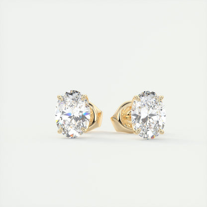 1.0CT Oval Solitaire D-VVS Lab Grown Diamond Earrings