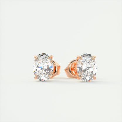1.0CT Oval Solitaire D-VVS Lab Grown Diamond Earrings