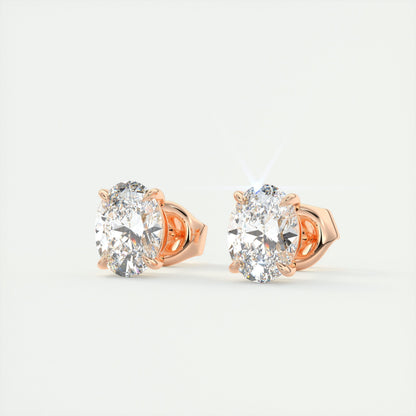 1.0CT Oval Solitaire D-VVS Lab Grown Diamond Earrings