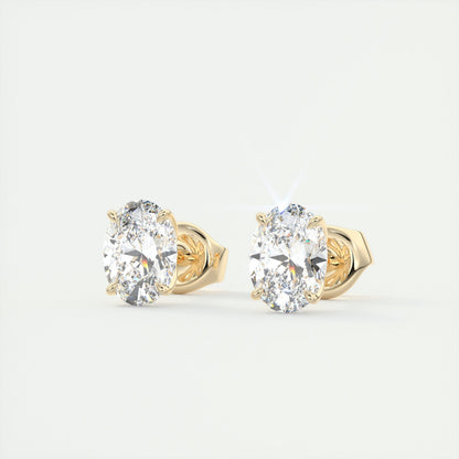 1.0CT Oval Solitaire D-VVS Lab Grown Diamond Earrings