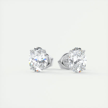 1.0CT Oval Solitaire D-VVS Lab Grown Diamond Earrings