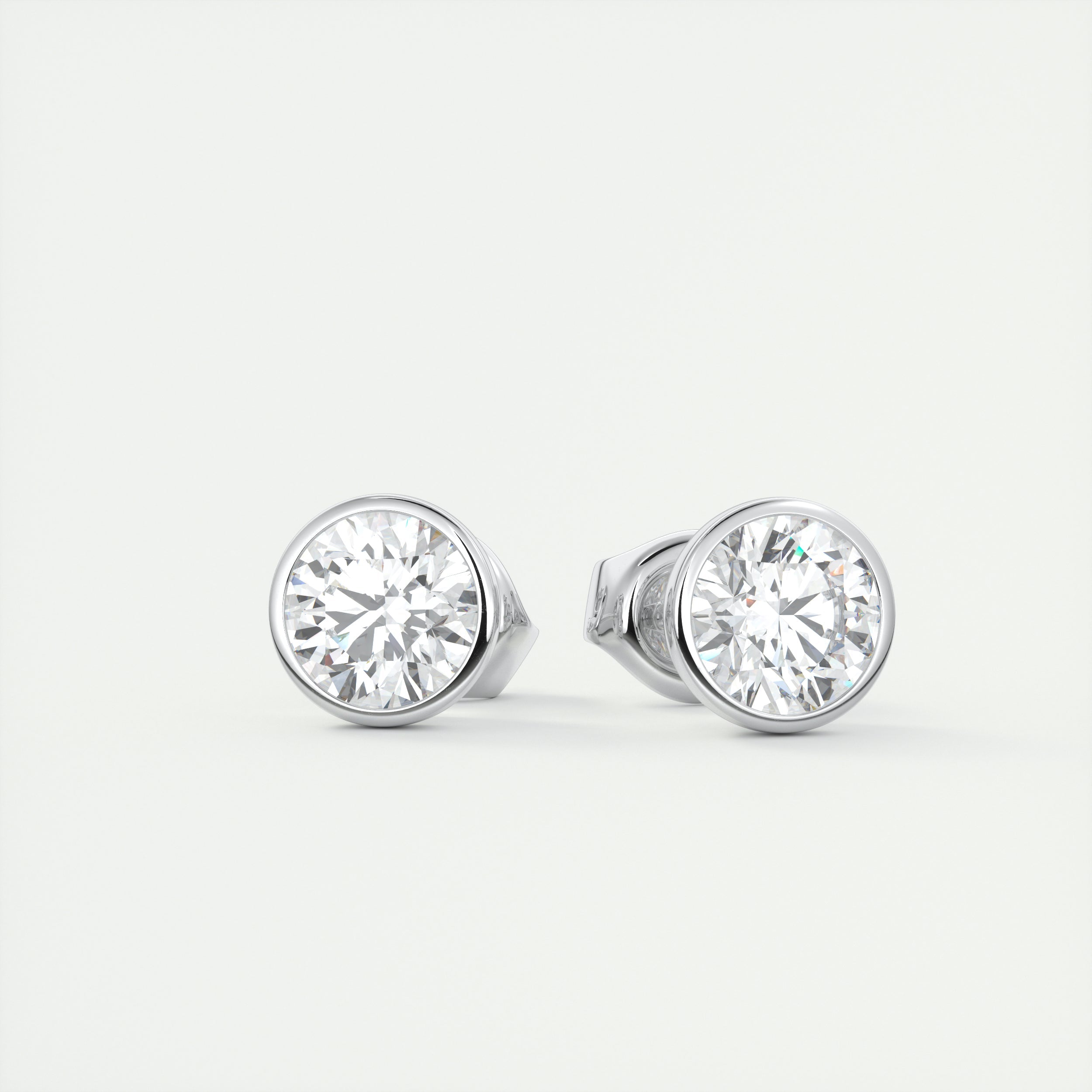 1.0CT Round Bezel Solitaire D-VVS Lab Grown Diamond Earrings